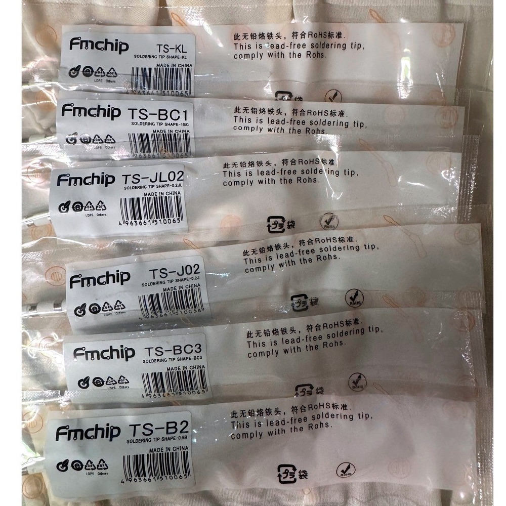 Fmchip 6pc Soldering Tip Set Lead-Free TS-KL TS-BC1 TS-JL02 TS-J02 TS-BC3 TS-B2